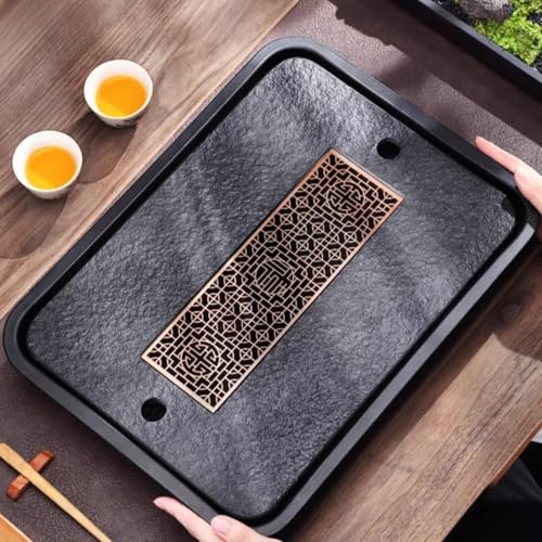 Plateau à thé Kungfu haut de gamme de 36 cm avec réserve d'eau vintage - 2