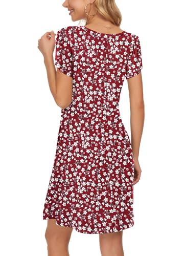 MOLERANI Summer Dresses for Women 2025 Casual T Shirt Crewneck Petal Sleeve Swing Vacation Dress with Pockets3