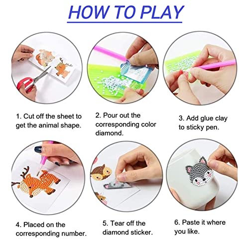 Fadgesy Diamond Painting Kit For Kids,5D Diy Diamond Painting Stickers,Kids For Boys And Girls Ages 4-8,6-12 Birthday Gifts For Girl (Ad-Icecream Animals 24Pcs) #TOP1