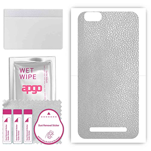 apgo Rückseite Schutzfolie, Skin, kompatibel mit Lenovo Vibe C, Hinten Bildschirmschutzfolie aus Vinylfolie, kratzfest, einfache Montage - Silbernes Leder