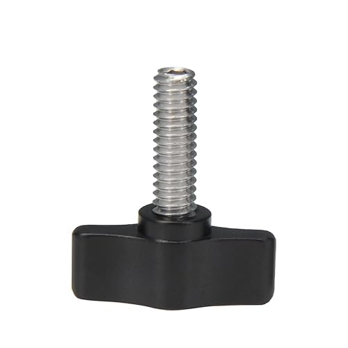 Miniatura 4 de Zeberoxyz 4pcs 14"-20 x 34" Tornillos de pulgar de acero inoxidable con perilla de aluminio negro Rosca estándargruesa rosca-longitud 34" (tamaño