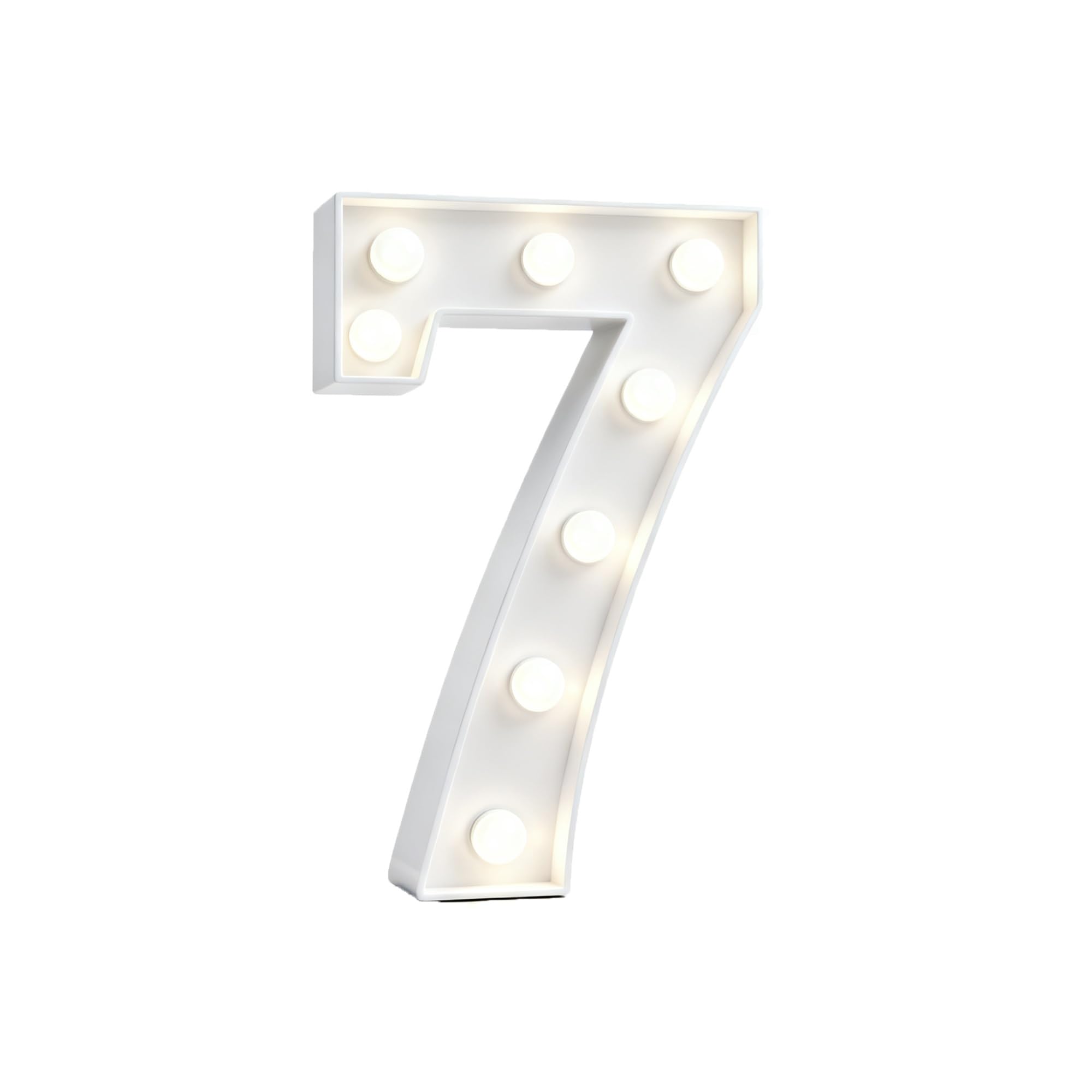 White 4FT Marquee Light Up Number Lights, 0-9 For Birthday Party Large Mosaic Frame Cardboard Pre-Cut Foam Board Sign Diy Decorations Anniversary(Number7,120cm/4ft)