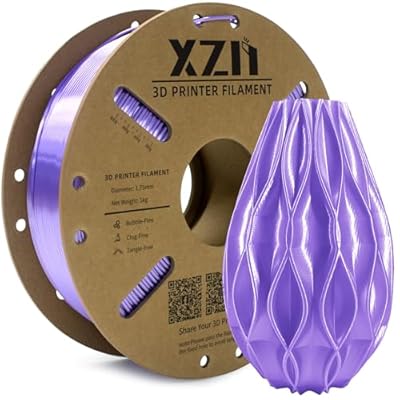 XZN Silk PLA Filament 1.75mm, Metallic Shiny Purple 3D Printer Filament, 1kg...