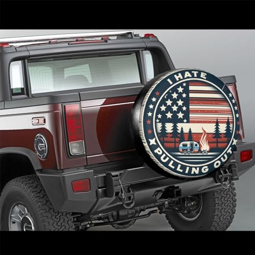 Image of Universal Fit Spare Tire Cover for RV, SUV, and Camper Trailers - Weatherproof Wheel Protector, I Hate Pulling Out Decorative Camper Spare Tire Cover 14 in