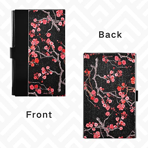 ALAZA Sakura Cherry Blossom Flower Floral Funny Business Card Holder Case for Women Men Cute PU Leather & Metal Name Card Holders with Clip2