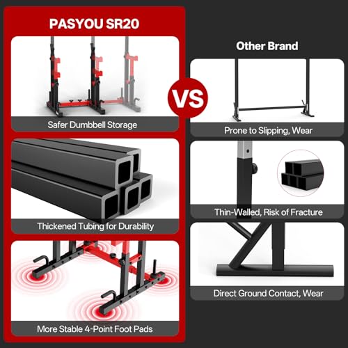 Image of PASYOU Adjustable Squat Rack Stand, Barbell Weight Rack for Home Gym