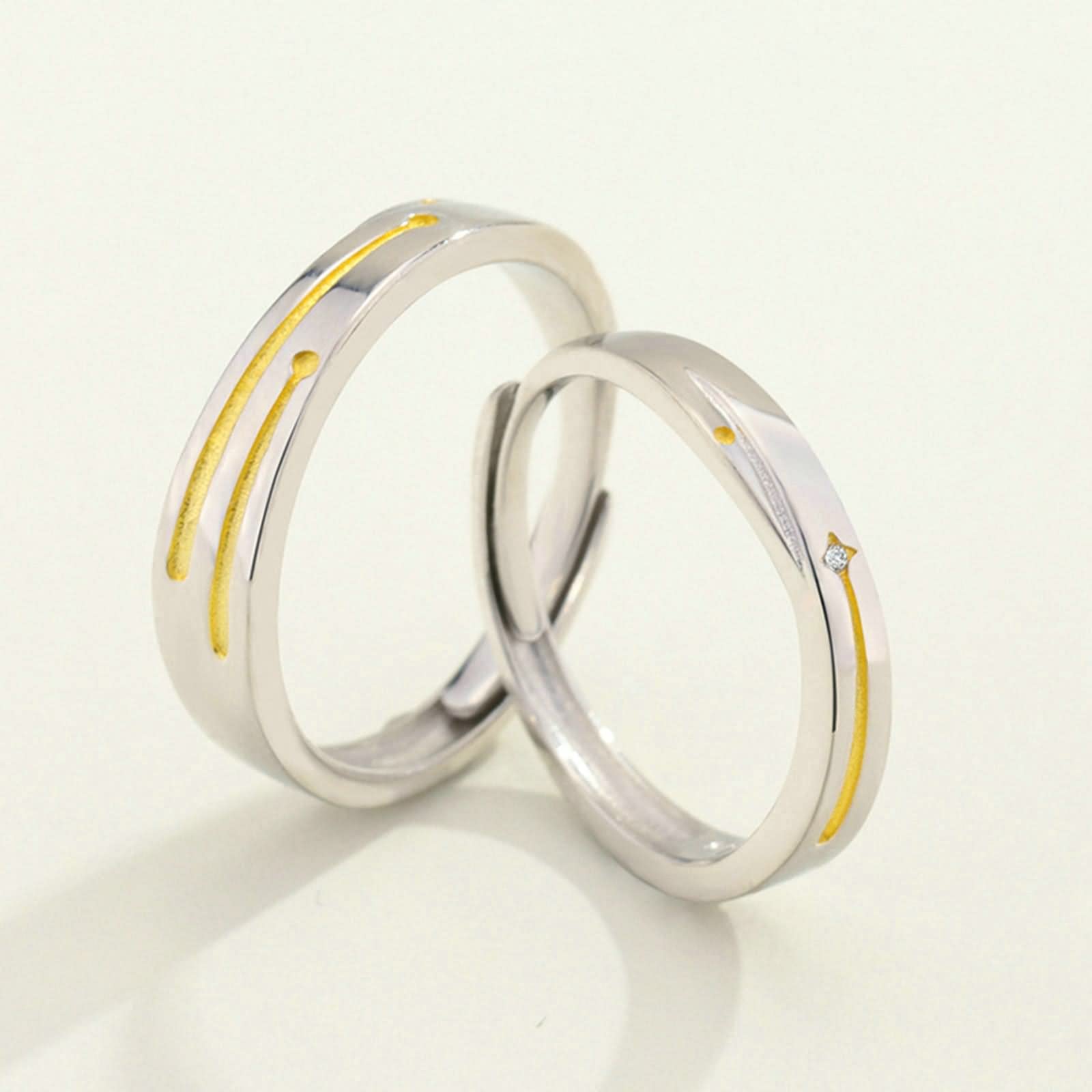 Anillos de Boda Compromiso, Anillo de Mejor Amigo Meteor Plata Oro con Forma Redonda Blanca Circonita Plata de Ley
