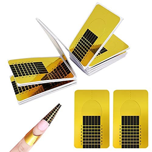 Oro Bandeja de Papel de Manicura,200 Hojas Del Arte Del Clavo Extensión Formas,Nail Forms Gel UV,Moldes Uñas Etiqueta de Formas Cover