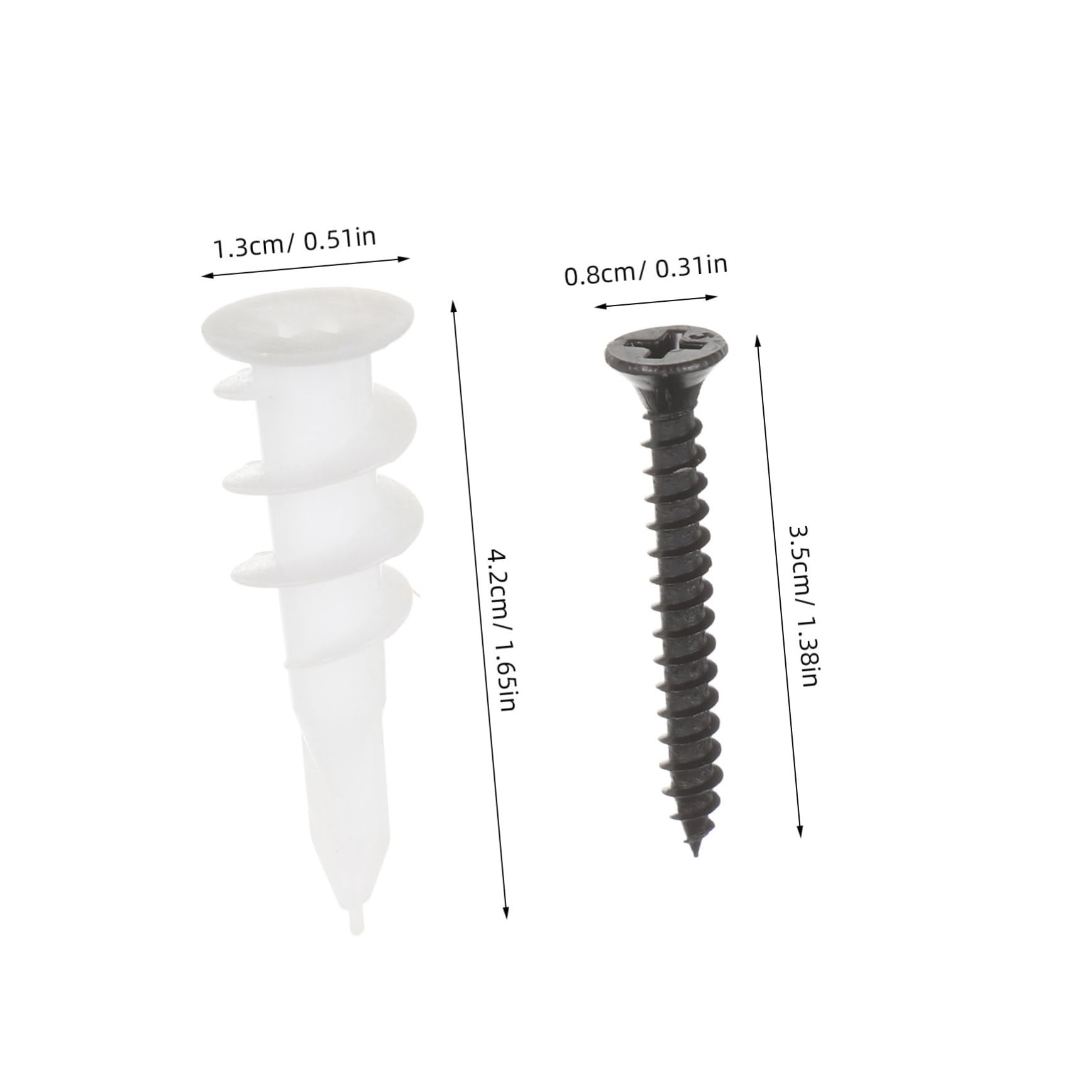SOLUSTRE Kit of 100 Screws for Wall Mounting Expansion Screws for Mirror Wall Anchors Drywall Anchors