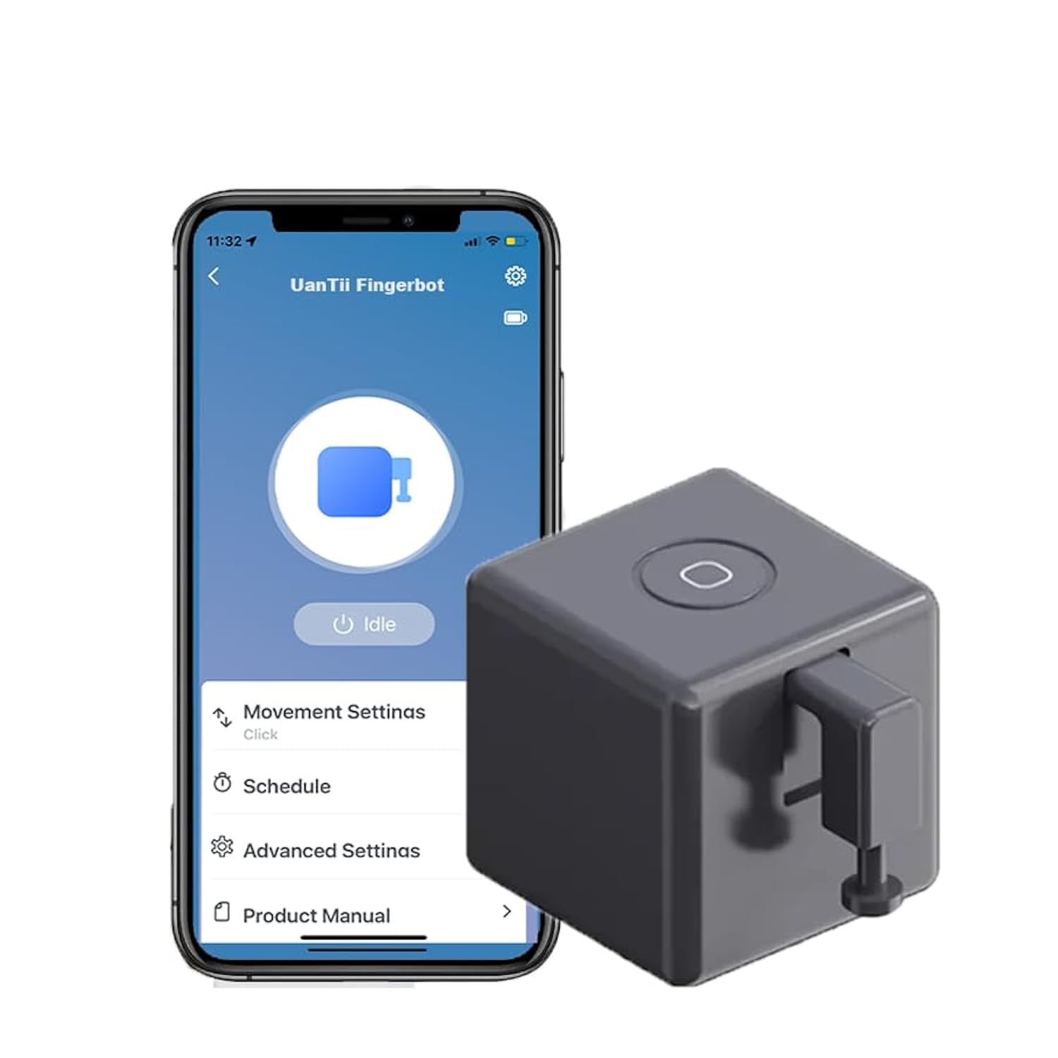 UanTii Smart Fingerbot Tuya Bluetooth Switch Button Pusher Bluetooth Smart Switch Works with Tuya Smart Life App (Black)