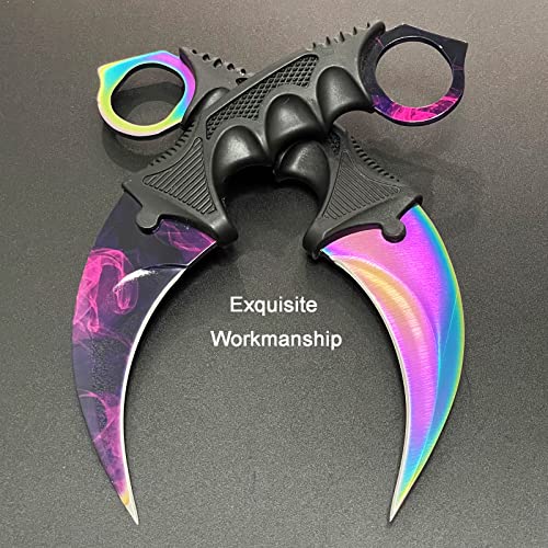 Msgumiho Karambit Knife Tactical Knife Stainless Steel Fixed Blade Knife With Sheath And Cord Suitable For Hiking, Adventure, Survival And Collection-2 Pieces(Coyh) #TOP1