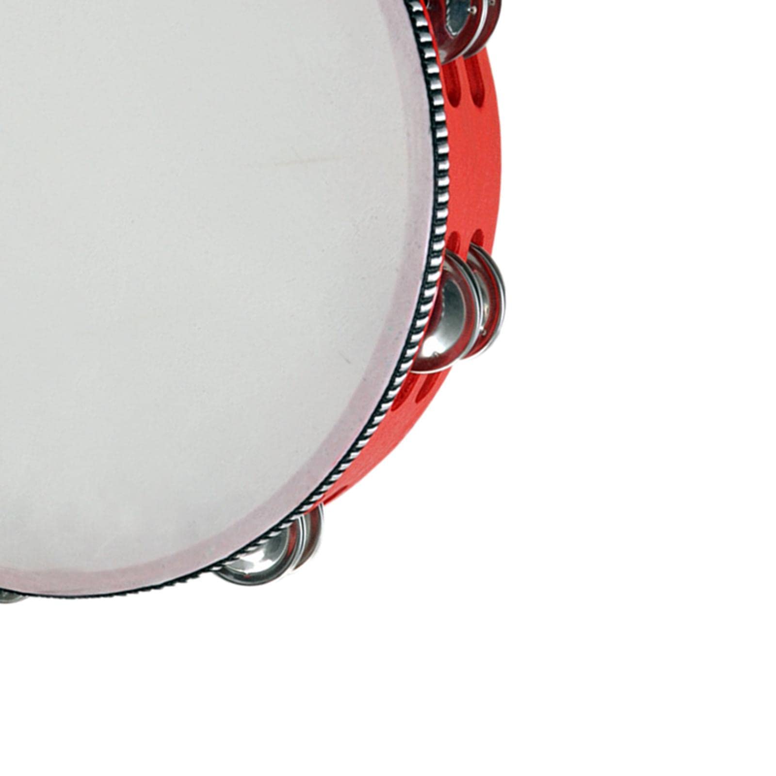 Juego de 5 panderetas de mano de madera para percusión para fiestas de iglesia, adultos, 25,4 cm, color rojo, 25,4 cm