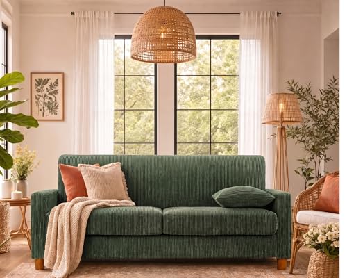 Image of Kidirect 70in Corduroy Couch, Sofas for Living Room No Tool Assembly, Comfy Couches for Living Room 21in Deep Seats, Oversized Loveseat Sofa with 2 Pillows, 3 Seater Couch for Bedroom, Oliver Sofa