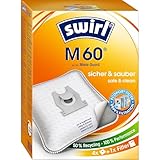 Swirl M 60 EcoPor Staubsaugerbeutel (4 Beutel), reißfeste Staubbeutel für einige Miele & Hoover Staubsauger, 99,9% Filterung von Hausstaub & allergenem Feinstaub