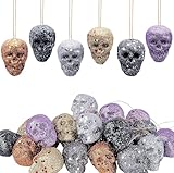 Sfcddtlg 30 PCS Color Mini Hanging Skull Heads - Hanging Skeleton Head Decoration, Hanging Ornament for Halloween, Mardi Gras, Xmas Tree