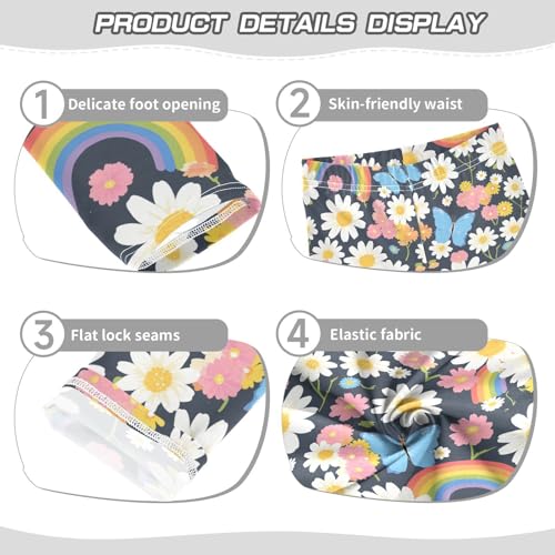 Daisies Rainbows Girls' Leggings Toddler Doodles Butterflies Kids Yoga Pants Dance Active Tights 4T3