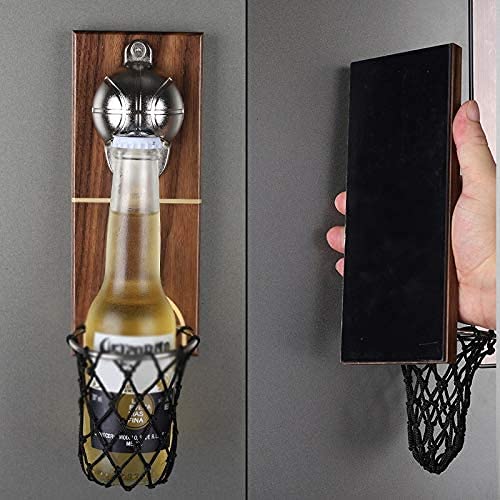 Abridor de Botellas Abridor de Vino Sacacorchos Vino Vino Cerveza Abridor de Botellas Botella de Montaje en Pared Abridor de Botellas de Baloncesto con Tapa integrada Colector Nevera