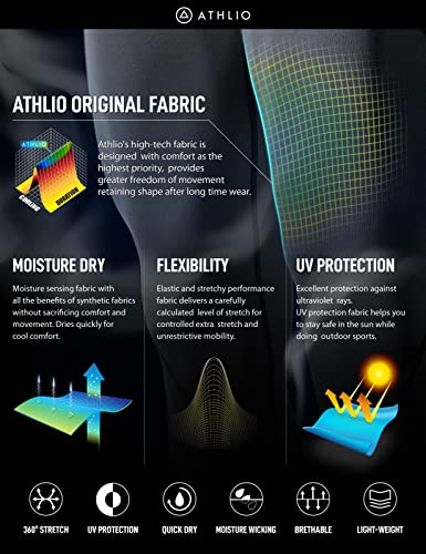 Athlio Men's Compression Pants Running Tights Workout Leggings, Cool Dry Technical Sports Baselayer, 3 Pack Black/Charcoal/White, Large #TOP6