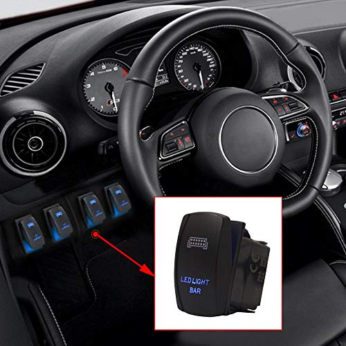 Esupport 12V 20A Push Button Rocker Toggle Switch Blue Led Bar Light Car Auto #TOP6