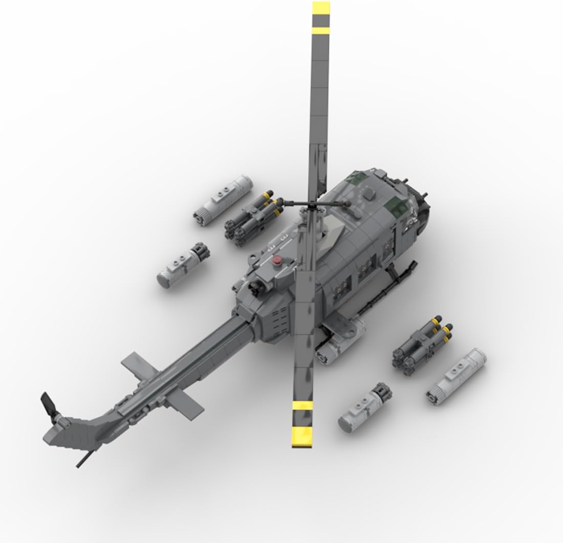 Military Helicopter Building Blocks Sets, Bell UH-1 Iroquois Helicopter MOC Military Plane Model Kit, Collectible Gifts Set for Adults (993 Pcs)