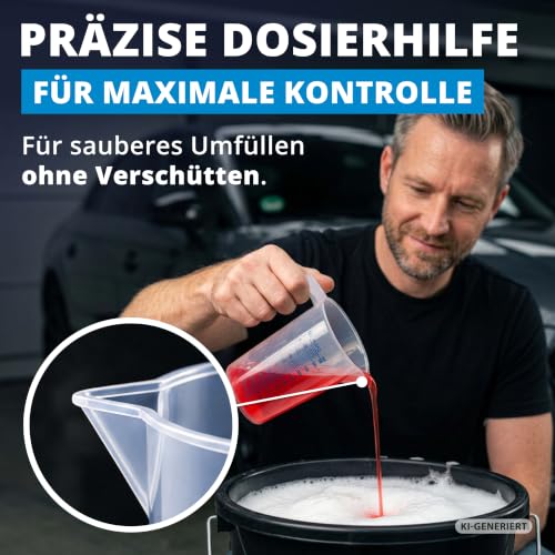 Foto von LICARGO Messbecher 250 ml klein, feine Skala zum genauen Dosieren kleiner Mengen, Dosierhilfe für Waschmittel, Backen, Kochen & Autopflege, lebensmittelecht, spülmaschinenfest, Made in Germany