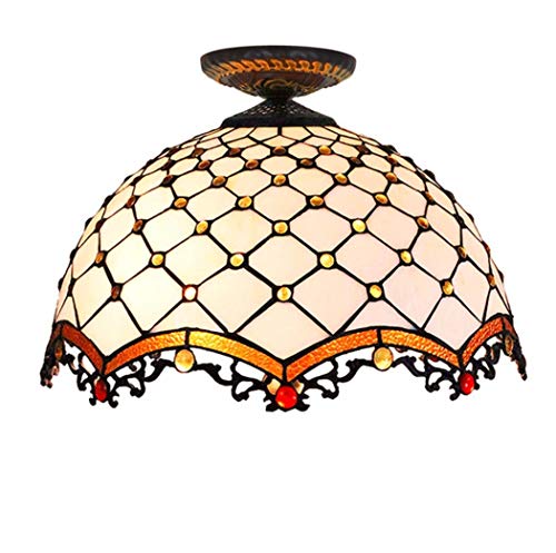 Plafonnier en vitraux de 16 pouces style d'entrée retro pour illuminer le salon