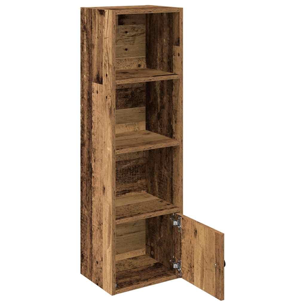 Librería con aspecto de madera envejecida, 31 x 24 x 102 cm, estantería estrecha con puerta, estantería versátil vintage para biblioteca, estantería, estantería baja, alto espacio de