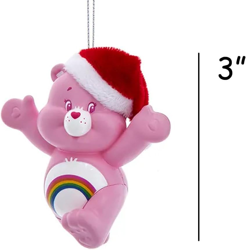 Care Bears Christmas Ornament Pink Cheer Bear with Santa Hat Holiday Tree Decoration - Image 2