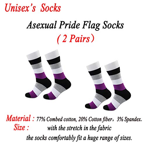 JXGZSO 2 Pairs Asexual Pride Flag Socks Ace Socks Asexual Clothing2