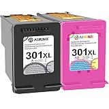 301 XL Cartouches d'encre Noir et Couleur, Remanufacturées Cartouche Encre pour HP 301 301XL pour HP Envy 4500 4502 4503 5530 Deskjet 1010 1050 1510 1512 2050 2050A 2510 2540 Officejet 2620 (2-Pack)