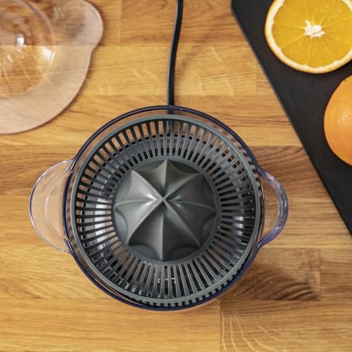 Foto von Moulinex Ultra Compact Zitruspresse, Entsafter, Orangenpresse, Einschaltautomatik, großes Fassungsvermögen, 2-Wege-Rotation, Schutzdeckel, einfache Lagerung, 450 ml Fassungsvermögen, Schwarz, PC120870