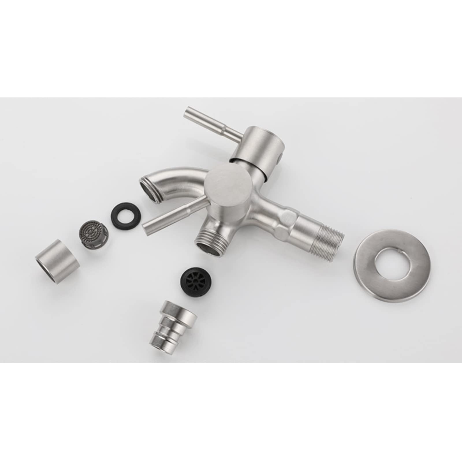 TTDGYYXW Grifo Exterior Lavadora Grifo Doble uno en Dos Salidas Acero Inoxidable Lavadora Grifo Doble Uso Montado en la Pared Balcón Fregona Fregadero Grifo para Jardines