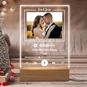 Dreamdecor Custom Spotify Plaque – Customized Gifts for Girlfriend & Boyfriend – Acrylic Song Plaque Engraved Photo Album Cover – Personalized Anniversary Ideal Gifts for Him Her