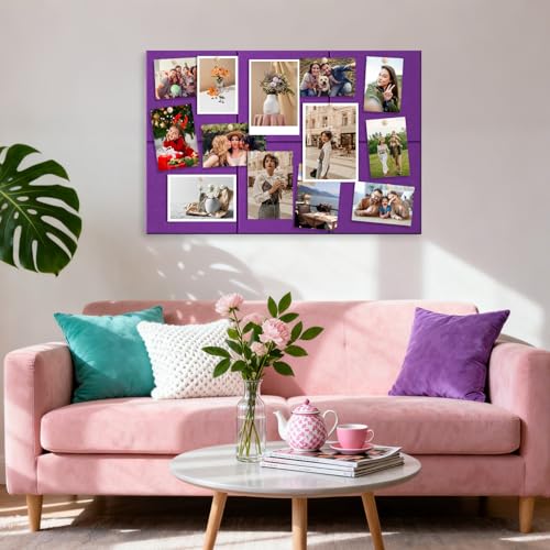 Image of MaxGear Felt Bulletin Board 36 inch x 24 inch, Violet Felt Wall Tiles Push Pins