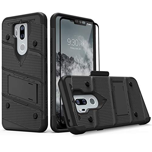 Zizo Bolt Series Lg G7 Thinq Case Military Grade Drop Tested With Tempered Glass Screen Protector, Holster, Kickstand Black #TOP1