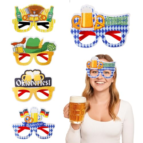 KEWUF 5 unidades Oktoberfest, festa havaiana, óculos de festa, conjunto de 5 óculos divertidos de plástico para decoração de Oktoberfest e celebrações bávaras