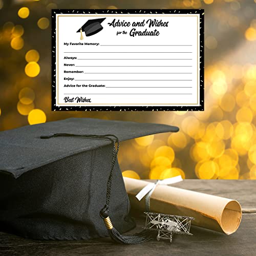 50 Graduation Share A Memory, Wishes Or Advice Cards For The Graduate -Party Games Activities Supplies Decorations Grad Celebration College, High School, University- Gold & Black 2023- Made In The Usa #TOP2