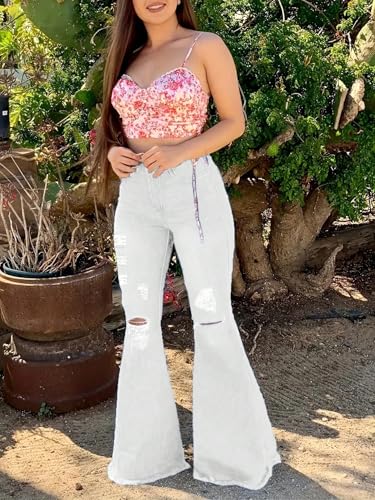 Flare Jeans for Women high Waiste Sidefeel Pants Retro Hole Butt Lifting Stretchy Bell Bottom Jeans for Women3