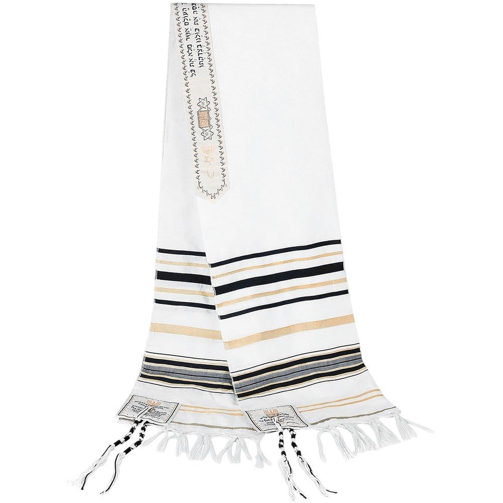 Fituenly Israel Jewish Prayer Shawl Messianic Tallit Praying Scarf with Tassels Tallit Prayer Israel Yeshua Wraps Shawl for Men Women