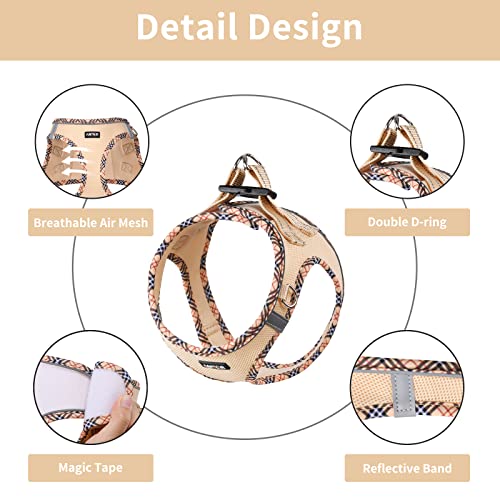 Amtor Dog Harness With Leash Set,No Pull Adjustable Reflective Puppy Harness With Padded Vest For Extra-Small/Small Medium Large Dogs And Cats(Beige,M) #TOP2
