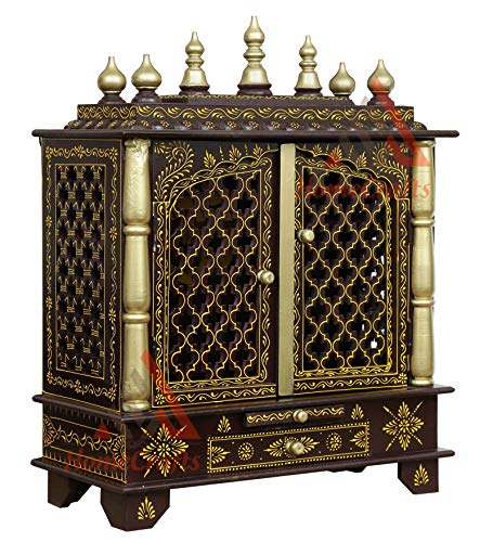 Temple de maison en bois grand format pour créer un coin pooja mandir zen