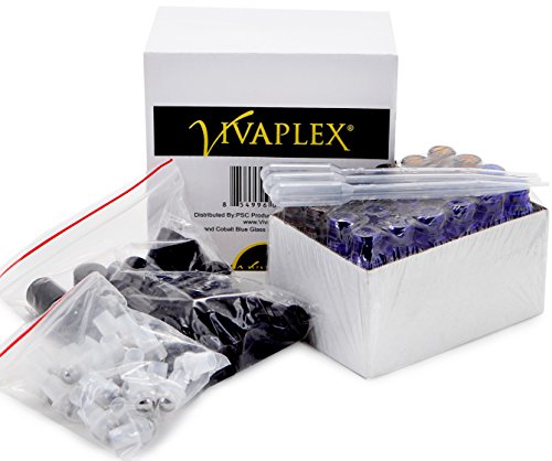 Vivaplex, 24, Amber & Cobalt Blue, 10 ml Glass Roll-on Bottles with Stainless Steel Roller Balls. 3-3 ml Droppers included4
