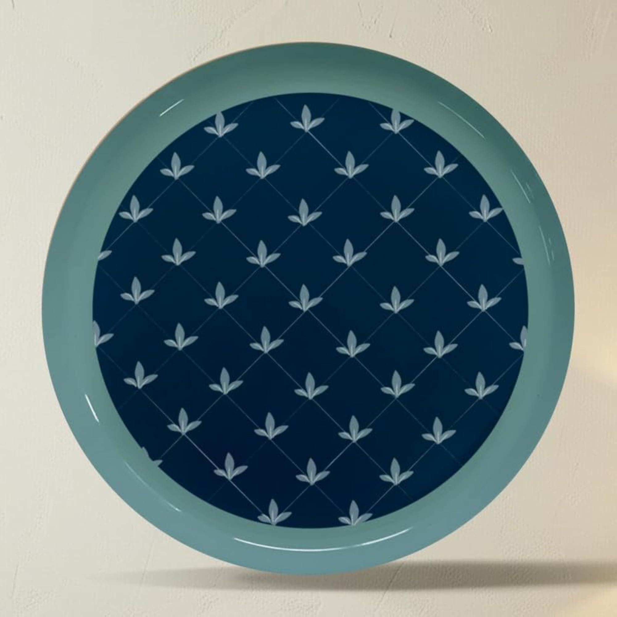Blue Pottery Inspired Metallic Wall Plates Combo Set