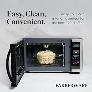 Farberware Countertop Microwave 1000 Watts 11 cu ft Microwave Oven With LED Lighting and Child Lock Perfect for Apartments and Dorms Easy Clean Stainless Steel