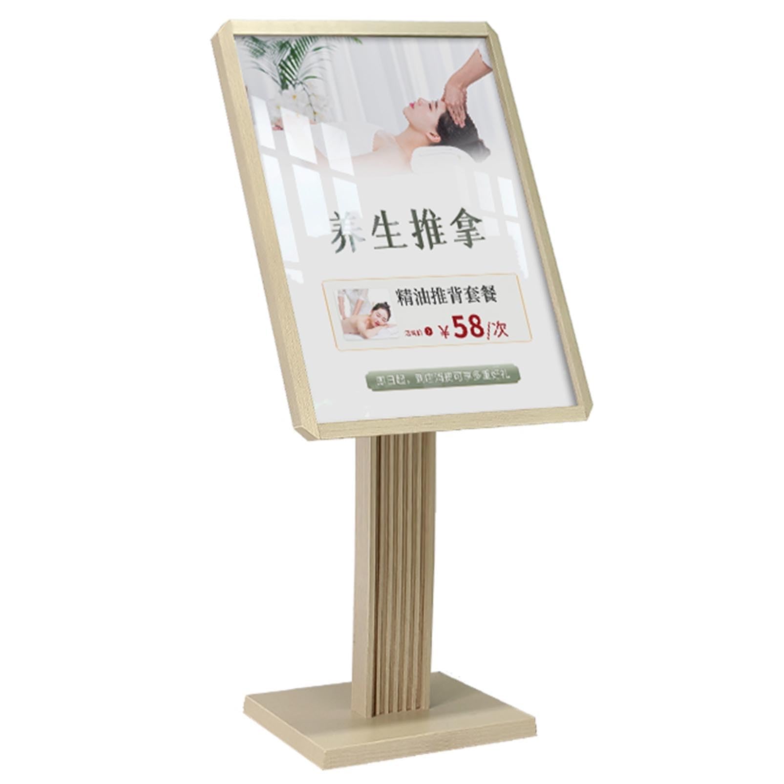 Soporte para letreros, Pedestal Resistente para Carteles, Soporte Ajustable para exhibiciones en el Suelo, para Interiores y Exteriores, para Bodas, Fiestas en casa y Eventos, Madera