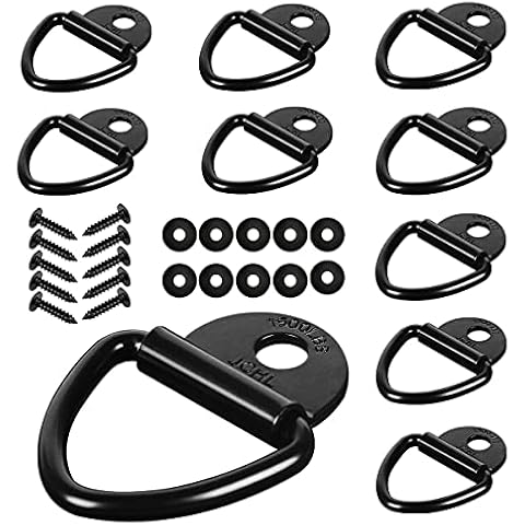JCHL Cargo Tie-Down Anchors, 10PCS V-Ring 2" Diameter Steel V-Ring Bolt On Trailer Anchor for Cargo on Trucks Pickups Trailers Flush Mount TieDown Anchor Cover