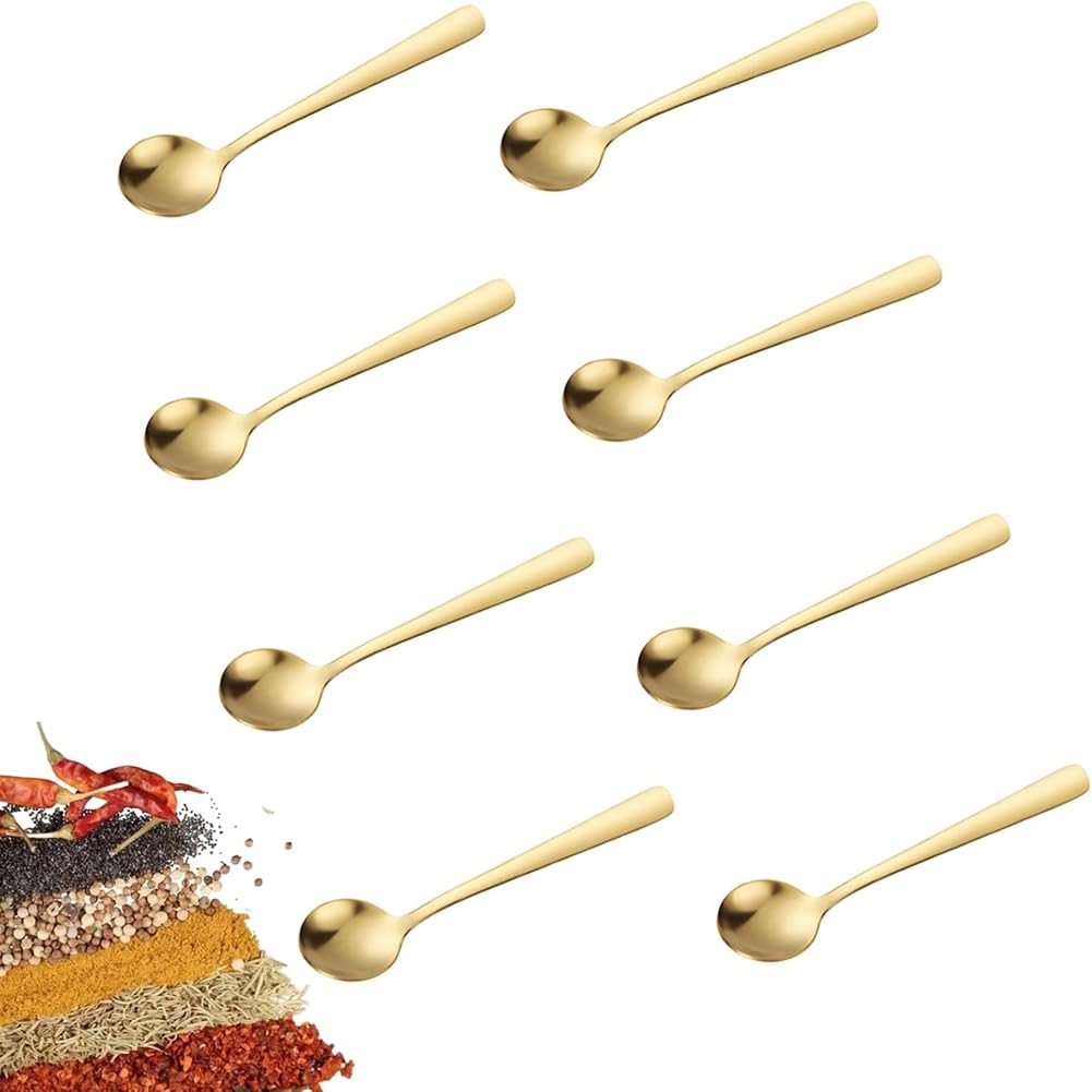 CTRLZS For Spices, Jars for Coffee, Ice Cream 2.9" Tiny Stainless Steel Mini Spoons(8 PCS) Small Condiment Spoon