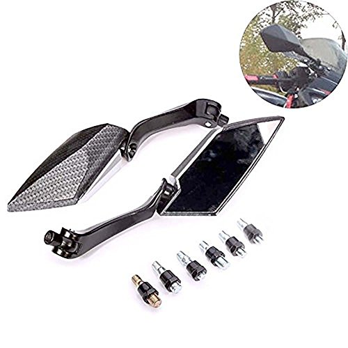 KATUR Motorcycle 8MM 10MM Handlebar End Mirrors Rear View Mirror Motorbike Black Edge Cut Blade Style Carbon Rear Mirrors for Honda Yamaha Suzuki Kawasaki KATUR Motorcycle 8MM 10MM Handlebar End Mirrors Rear View Mirror Motorbike Black Edge Cut Blade Style Carbon Rear Mirrors for Honda Yamaha Suzuki Kawasaki