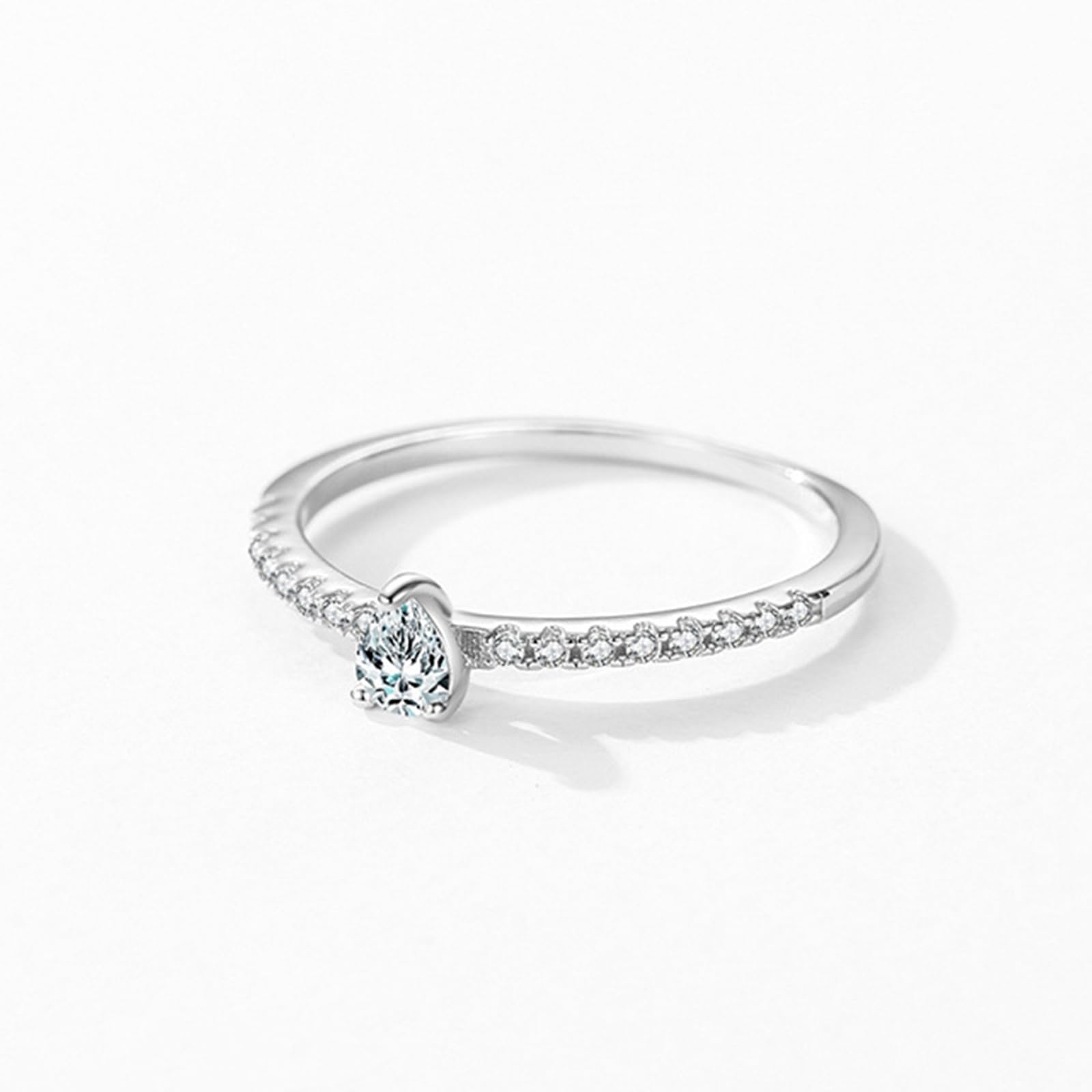 Anillos de compromiso de diamantes cultivados en laboratorio para mujer, elegantes anillos de compromiso de boda de oro blanco macizo de 9 K, 14 y 18 quilates con diamantes cultivados en laboratorio