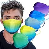 LUCIFER Multicolor Disposable Face Masks, 50Pcs 4 Layers Individual Packs Facial Safety Masks with Adjustable Elastic Ear Loop Disposable Respirator Safety Mouth Masks Dust Air Pollution Protection